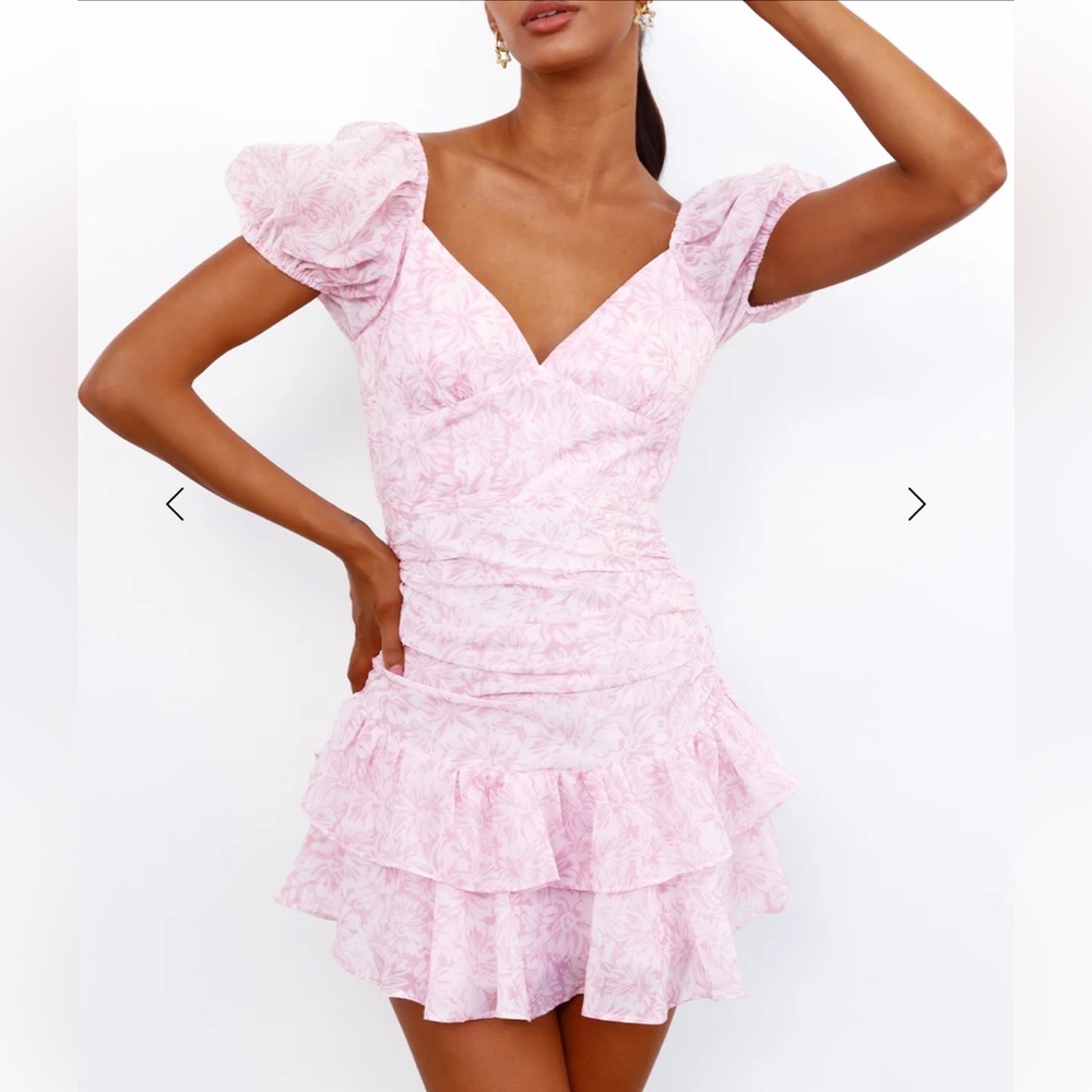 Hello Molly Cute Gaze Blush Pink Floral Mini  Dress Size Small